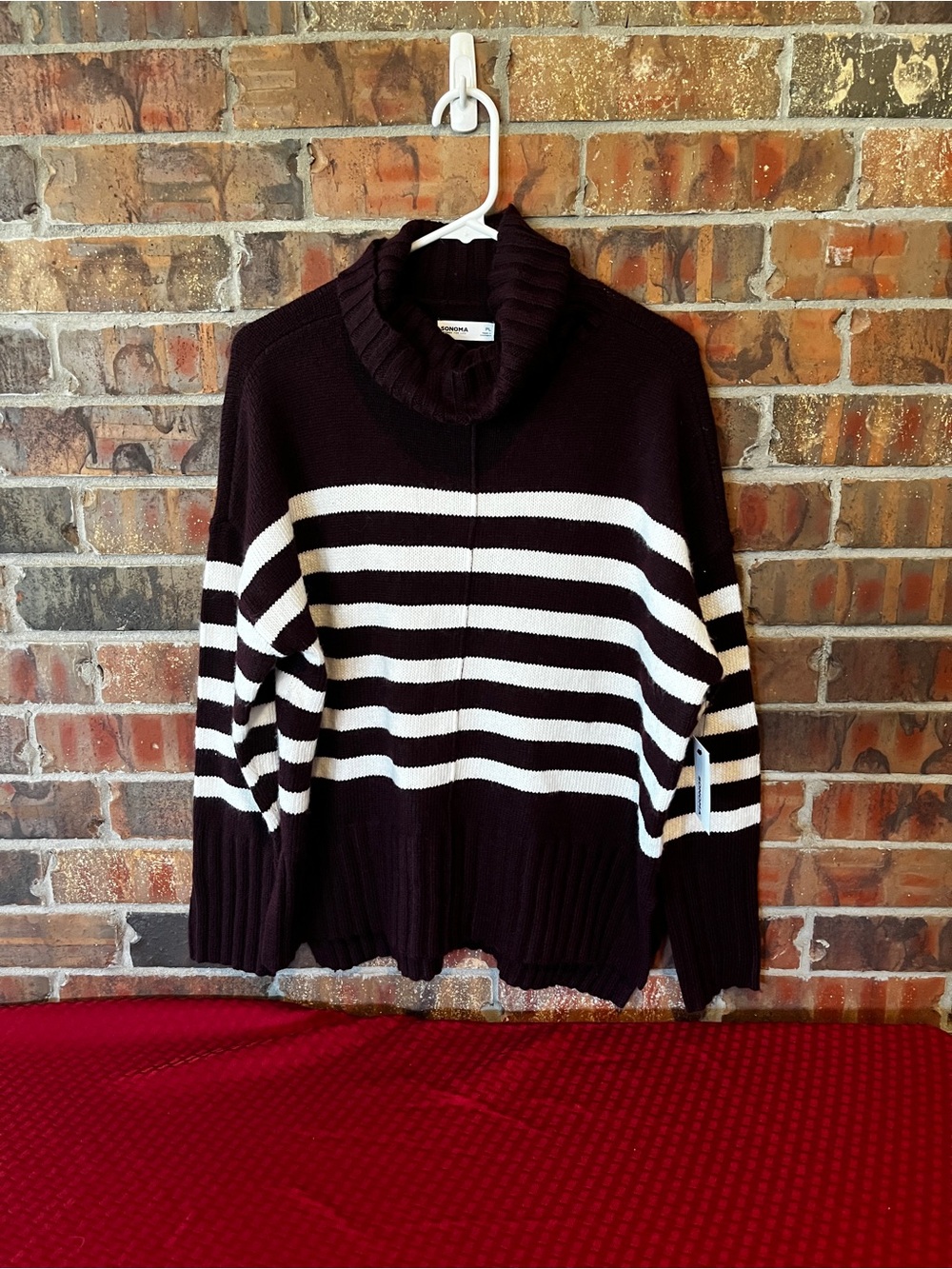 Sonoma Goods For Life Women's Turtleneck Tunic Sweater Stripe Size PL NEW